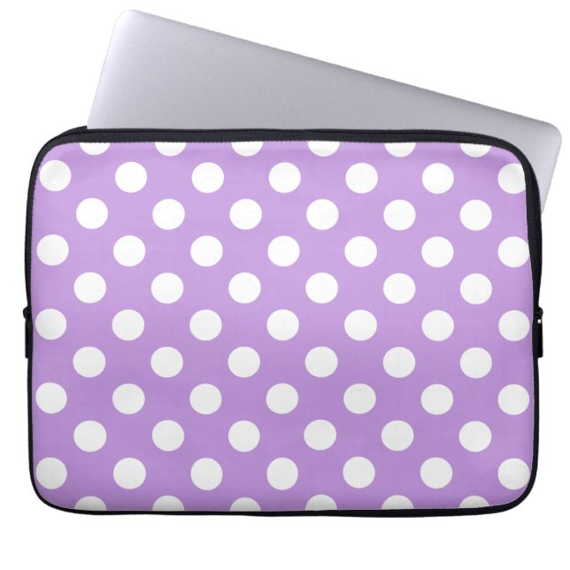 Protection Pour Ordinateur Portable Pois blancs sur lilas (Devant)