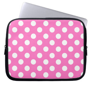 Protection Pour Ordinateur Portable Pois blancs sur rose