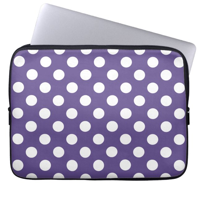Protection Pour Ordinateur Portable Pois blancs sur ultra violet (Devant)