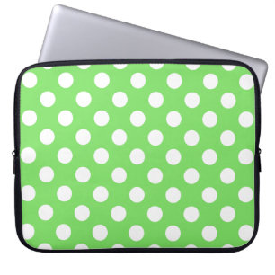 Protection Pour Ordinateur Portable Pois blancs sur vert pomme