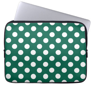 Protection Pour Ordinateur Portable Pois blancs sur vert sauge