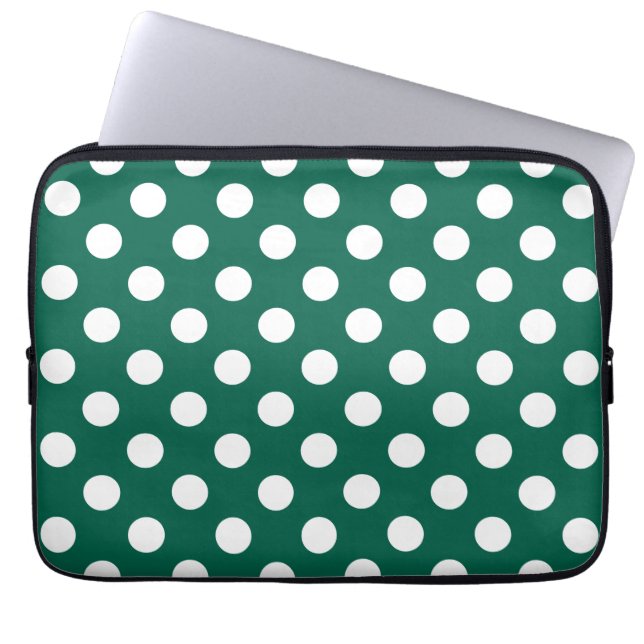 Protection Pour Ordinateur Portable Pois blancs sur vert sauge (Devant)