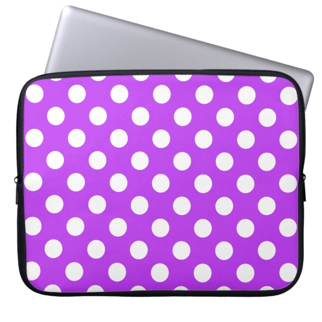 Protection Pour Ordinateur Portable Pois blancs sur violet clair (Devant)