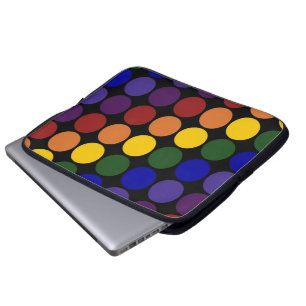 Protection Pour Ordinateur Portable Pois d'arc-en-ciel sur le noir