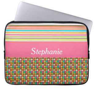 Protection Pour Ordinateur Portable Pois et bandes Manches personnalisées pour ordinat