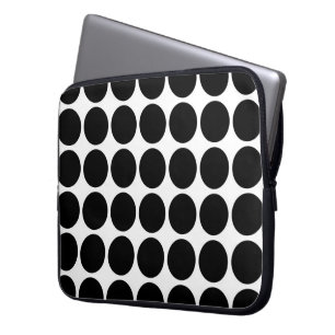 Protection Pour Ordinateur Portable Pois noirs en blanc