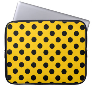 Protection Pour Ordinateur Portable Pois noirs sur jaune