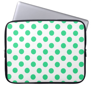 Protection Pour Ordinateur Portable Pois verts et blancs