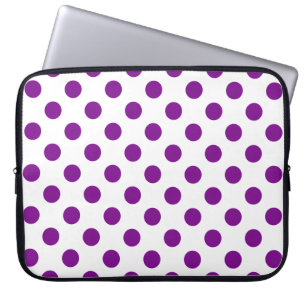 Protection Pour Ordinateur Portable Pois violets et blancs
