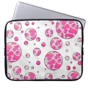 Protection Pour Ordinateur Portable Poka Dot Vache rose et blanc