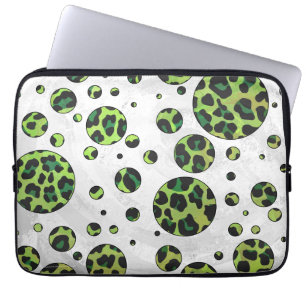 Protection Pour Ordinateur Portable Polka Dot Leopard noir et vert