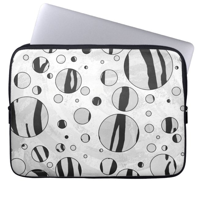 Protection Pour Ordinateur Portable Polka Dot Tiger noir et blanc (Devant)