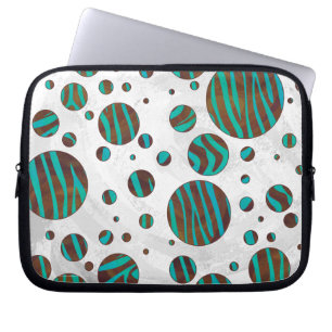 Protection Pour Ordinateur Portable Polka Dot Zebra Brown et Turquoise