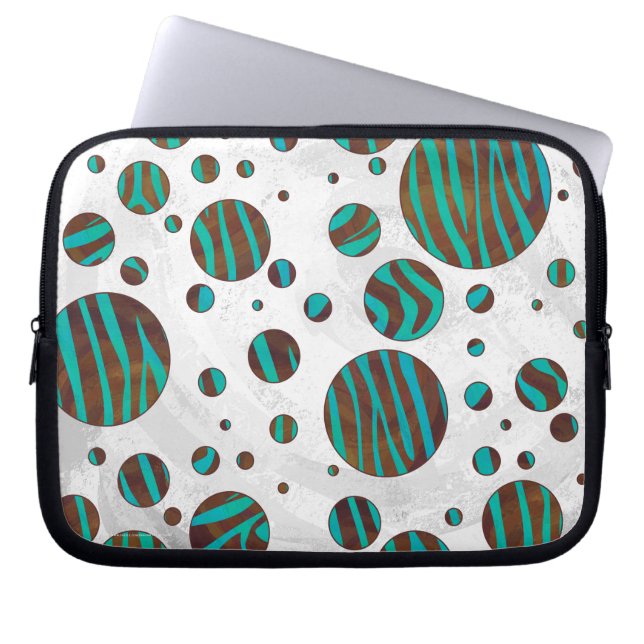 Protection Pour Ordinateur Portable Polka Dot Zebra Brown et Turquoise (Devant)