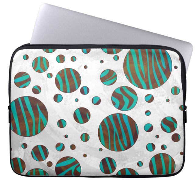 Protection Pour Ordinateur Portable Polka Dot Zebra Brown et Turquoise (Devant)
