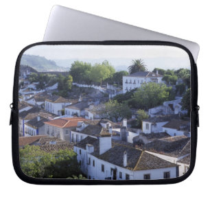 Protection Pour Ordinateur Portable Portugal, Obidos. Vue surélevée de bâtiments blanc
