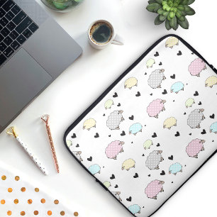 Protection Pour Ordinateur Portable Précieux Pastel Sheep & Hearts Motif