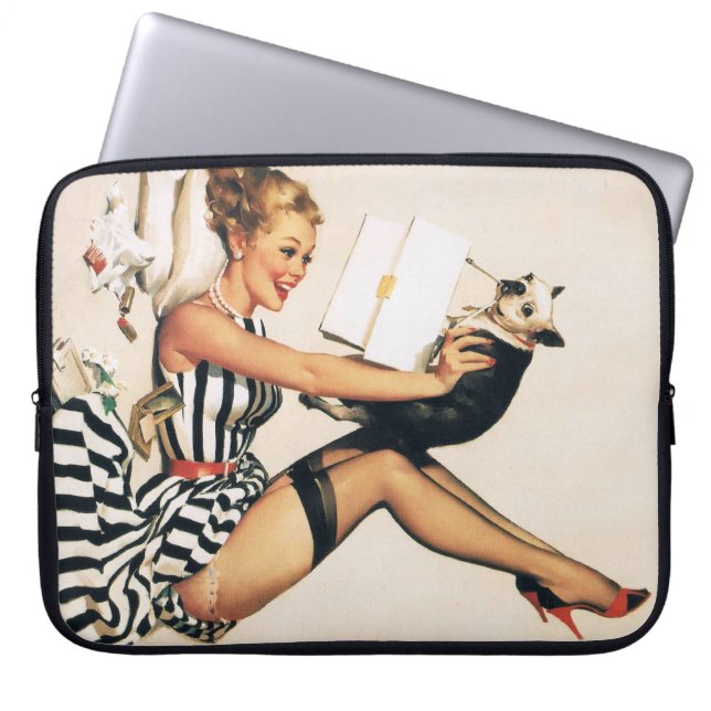 Protection Pour Ordinateur Portable Puppy Lover Pin-up Girl - Retro Pinup Art (Devant)