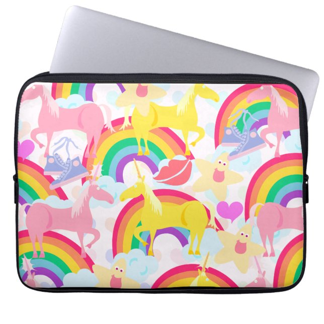 Protection Pour Ordinateur Portable Quatre-vingts Unicorn Rainbow Explosion (Devant)