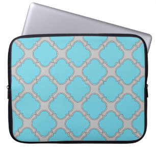 Protection Pour Ordinateur Portable Quatrefoil bleu et gris