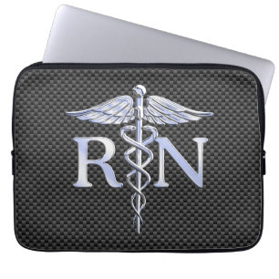 Protection Pour Ordinateur Portable Racy Infirmière inscrite RN Silver Caduceus Snakes