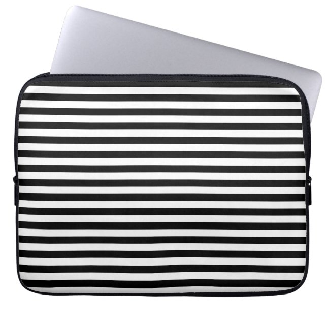 Protection Pour Ordinateur Portable Rayures noires et blanches classiques (Devant)