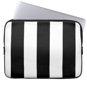 Protection Pour Ordinateur Portable Rayures noires et blanches - douille d'ordinateur