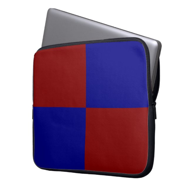 Protection Pour Ordinateur Portable Rectangles rouge foncé et bleu (devant gauche)