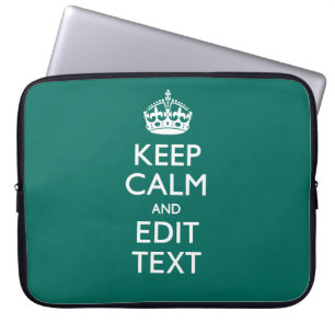 Protection Pour Ordinateur Portable Restez calme et votre texte sur Deep Turquoise