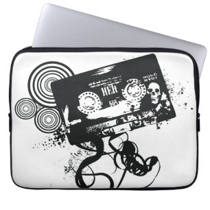 Protection Pour Ordinateur Portable Rétro bande audio grunge et crâne