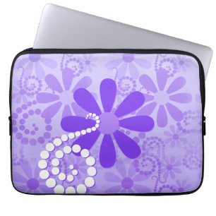 Protection Pour Ordinateur Portable Rétros fleurs florales pourpres Girly