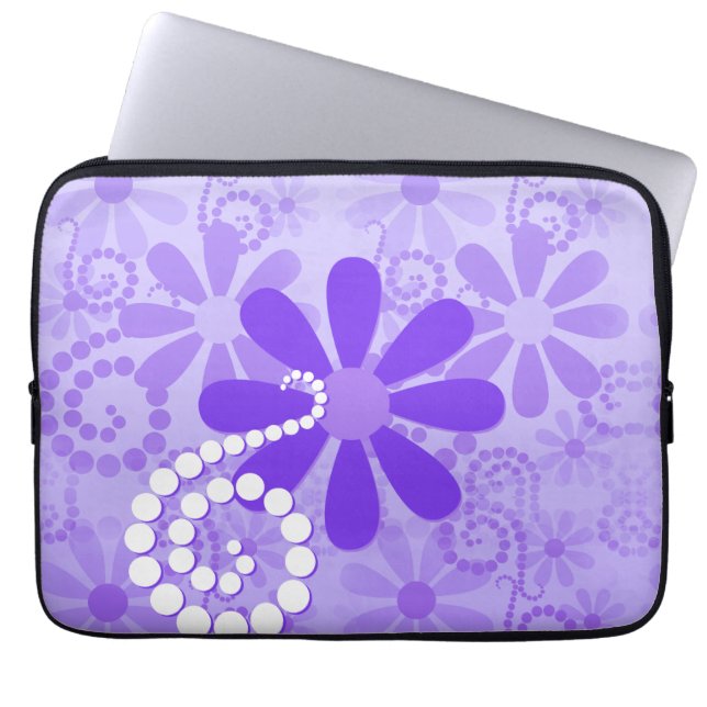 Protection Pour Ordinateur Portable Rétros fleurs florales pourpres Girly (Devant)