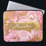 Protection Pour Ordinateur Portable Rose et Marbre blanc avec Gold Foil et Parties sci<br><div class="desc">Rose et Marbre blanc avec Gold Foil et Parties scintillant Elégant Monogramme Nom Coque. Ce coque peut être customisé pour inclure votre prénom.</div>