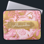 Protection Pour Ordinateur Portable Rose et Marbre blanc avec Gold Foil et Parties sci<br><div class="desc">Rose et Marbre blanc avec Gold Foil et Parties scintillant Elégant Monogramme Nom Coque. Ce coque peut être customisé pour inclure votre prénom.</div>