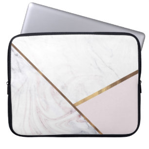 Protection Pour Ordinateur Portable Rose Gold Marble Swirl & Blush Pink Bronze Glam