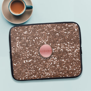 Protection Pour Ordinateur Portable Rose Gold Parties scintillant Bling Élégant Monogr