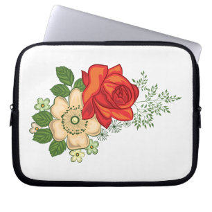 Protection Pour Ordinateur Portable Rose rouge et marguerites