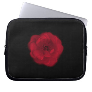 Protection Pour Ordinateur Portable Rose rouge. Fond noir
