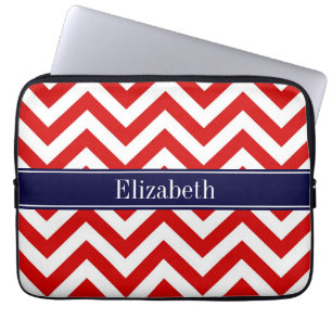 Protection Pour Ordinateur Portable Rouge Blanc LG Chevron Marine Nom bleu Monogramme