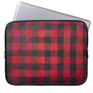 Protection Pour Ordinateur Portable Rouge et noir À damiers plaid