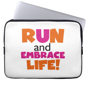 Protection Pour Ordinateur Portable Run and Embrassez Life Orange Pink