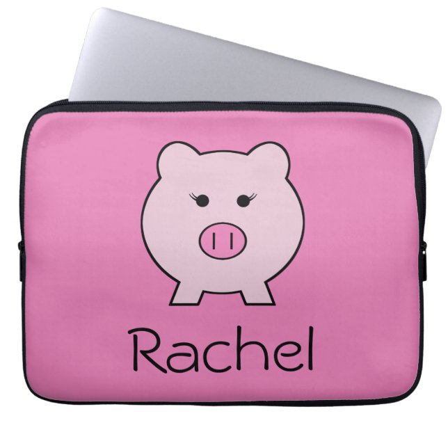 Protection Pour Ordinateur Portable Sadie le cochon rose ~ Cute Girly Kawaii (Devant)