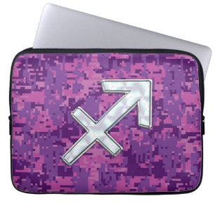 Protection Pour Ordinateur Portable Sagittarius Zodiac Sign on Fuchsia Camo numérique