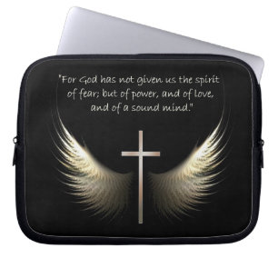 Protection Pour Ordinateur Portable Saint-Esprit et vers de croix et de bible de