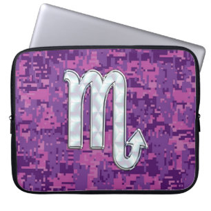 Protection Pour Ordinateur Portable Scorpio Zodiac Sign on Fuchsia Digital Camo