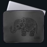 Protection Pour Ordinateur Portable Shiny Black Moer Arrière - plan Black Paisley Elep<br><div class="desc">Elégant éléphant cachemire floral avec brillant abstrait noir et gris monotones arrière - plan. monogramme personnalisable.</div>
