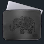 Protection Pour Ordinateur Portable Shiny Black Moer Arrière - plan Black Paisley Elep<br><div class="desc">Elégant éléphant cachemire floral avec brillant abstrait noir et gris monotones arrière - plan. monogramme personnalisable.</div>
