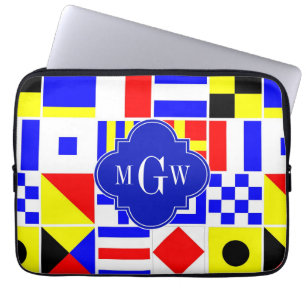 Protection Pour Ordinateur Portable Signal Nautique coloré drapeaux Royal 3I Monogramm