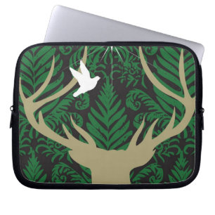 Protection Pour Ordinateur Portable Silhouette d'un cerf commun, d'une colombe et
