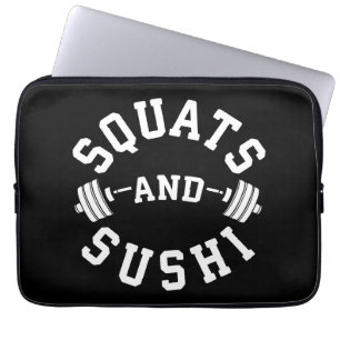 Protection Pour Ordinateur Portable Squats et sushis - Carbs and Leg Day - Funny Gym